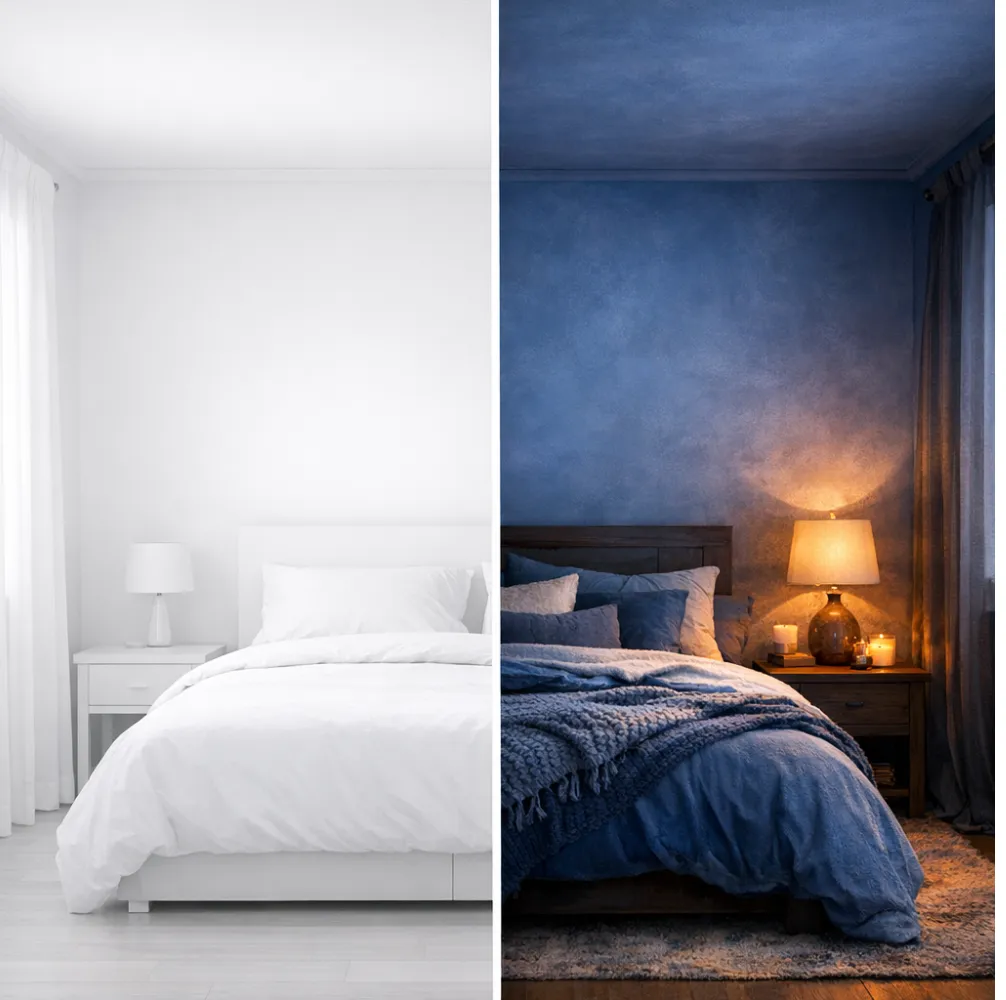 cool and warm light and color bed