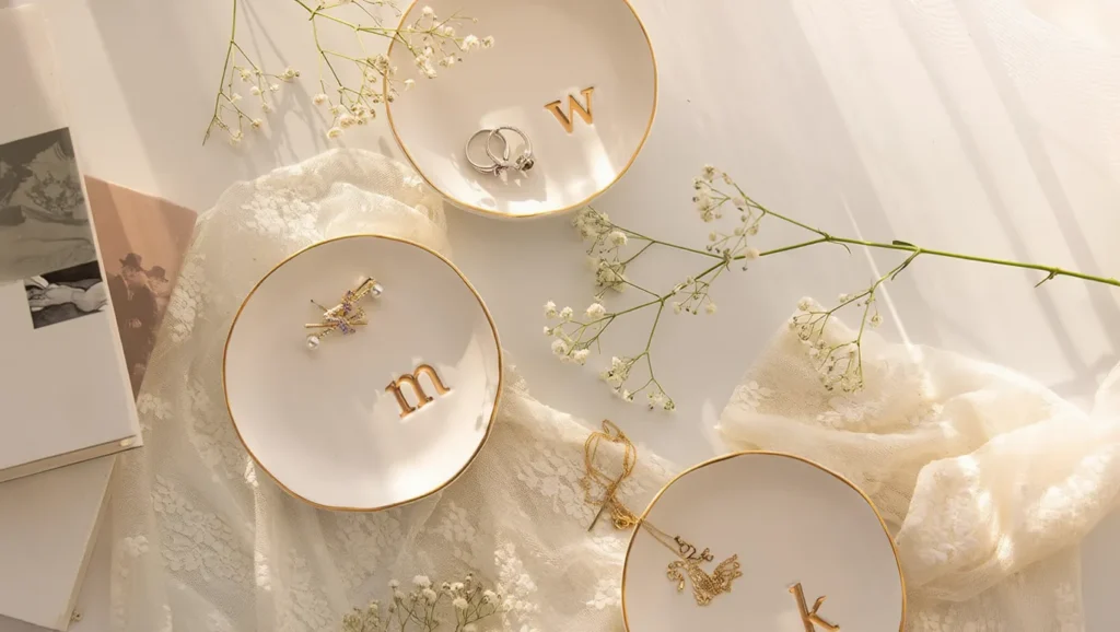 Ceramic Jewelry Tray, Decorative Trinket Dish for Rings Earrings Necklaces Bracelet Watch Keys